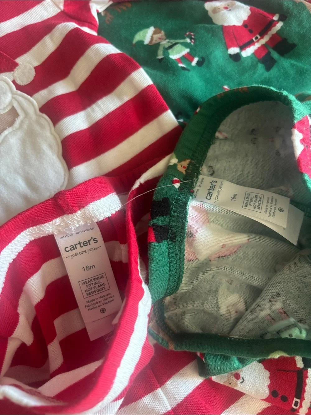 Carter's Holiday Santa Pajama Sets - Red & Green